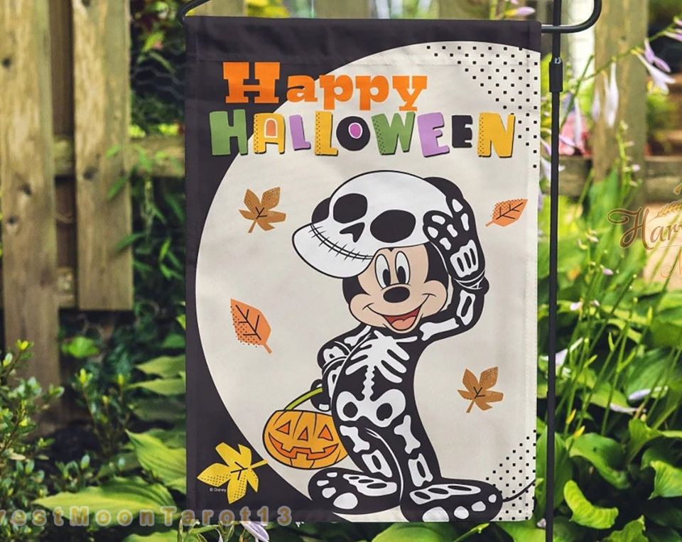 Personalized Skeleton Mickey Mouse Halloween Garden Flag