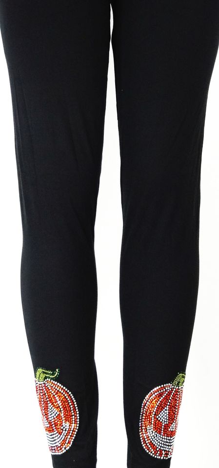 Plus Size Full Length Leggings Embellished Rhinestone