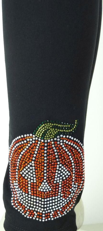 Plus Size Full Length Leggings Embellished Rhinestone
