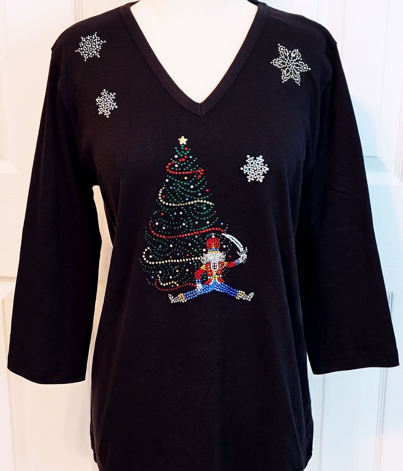 Plus Size Full Length Leggings All Rhinestone Embellished Christmas Tree