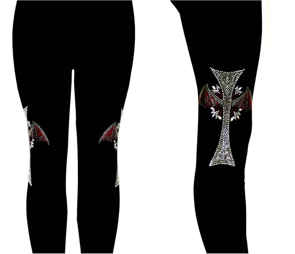 Regular Size Capri Length Leggings Embellished Rhinestone