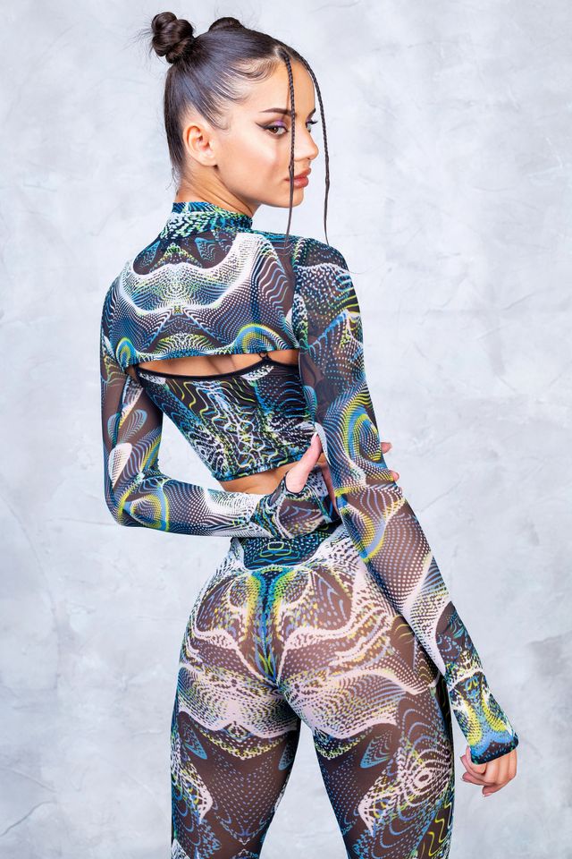 Mesh Leggings, Mesh Pants, Psychedelic Mesh Leggings, Transparent Leggings