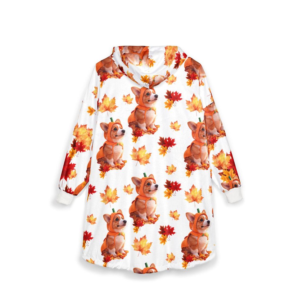 Corgi Hooded Blanket: Cozy Polyester Fleece Wearable