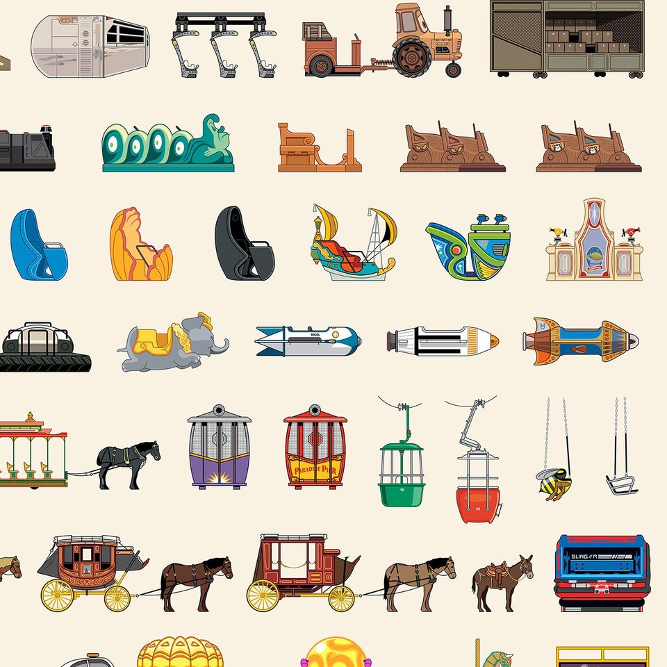 Disneyland Resort Attraction and Transportation Vehicles Poster