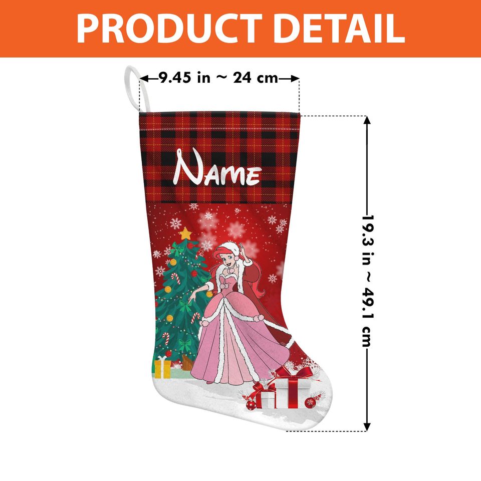 Personalized Princess Stocking With Name, Disney Princess Characters Stocking