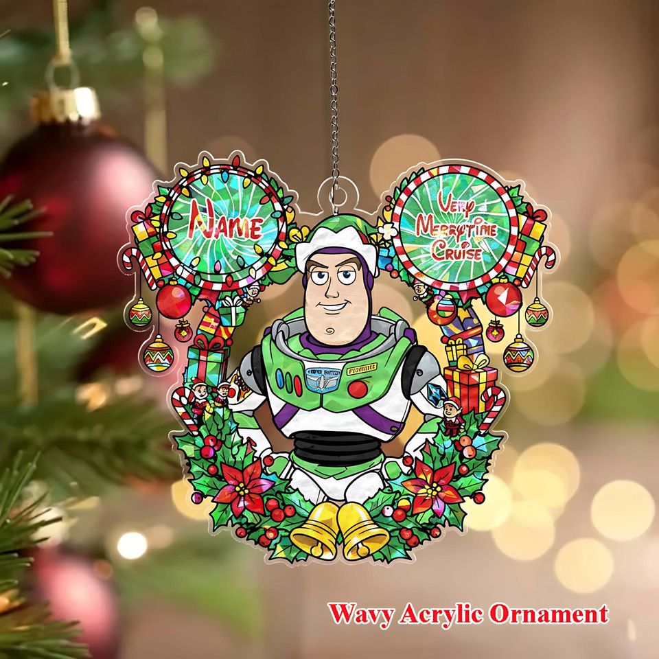 Personalized Buzz Lightyear Wavy Acrylic Ornament, Holiday Gift Idea 2025