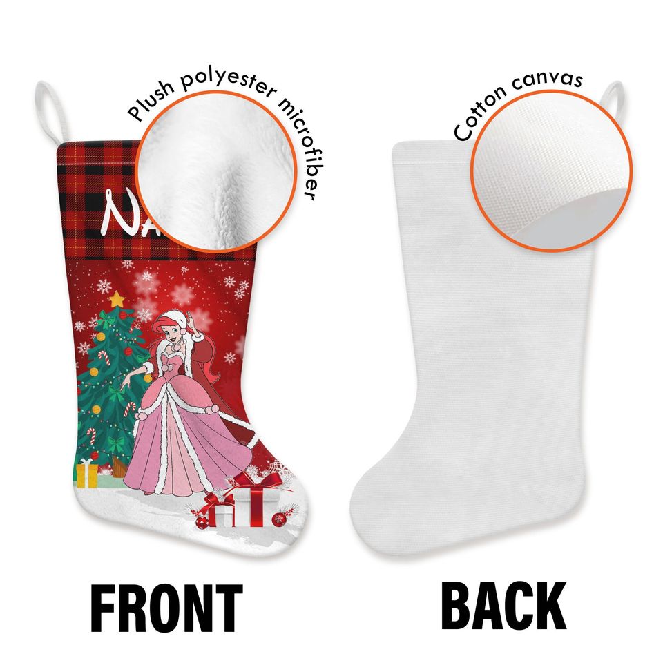 Personalized Princess Stocking With Name, Disney Princess Characters Stocking