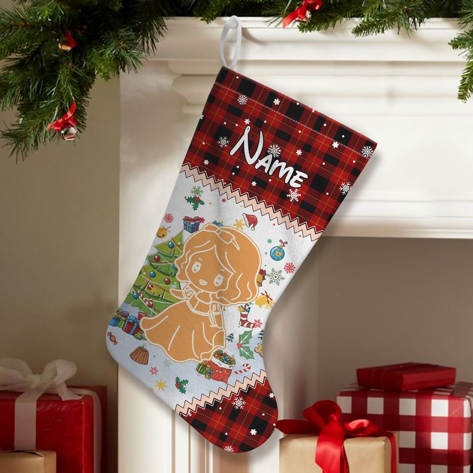 Disney Princess Ginger Bread Stocking, Personalized Princess Stocking With Name