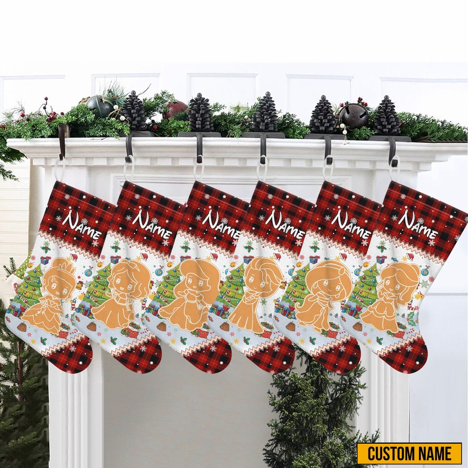 Disney Princess Ginger Bread Stocking, Personalized Princess Stocking With Name