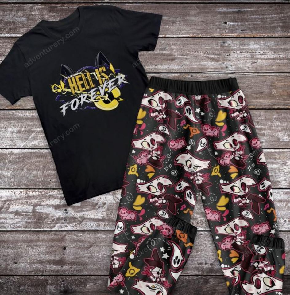 Hazbin Hotel Adam Hell Is Forever Pajama Set, Demon Cartoon Sleepwear