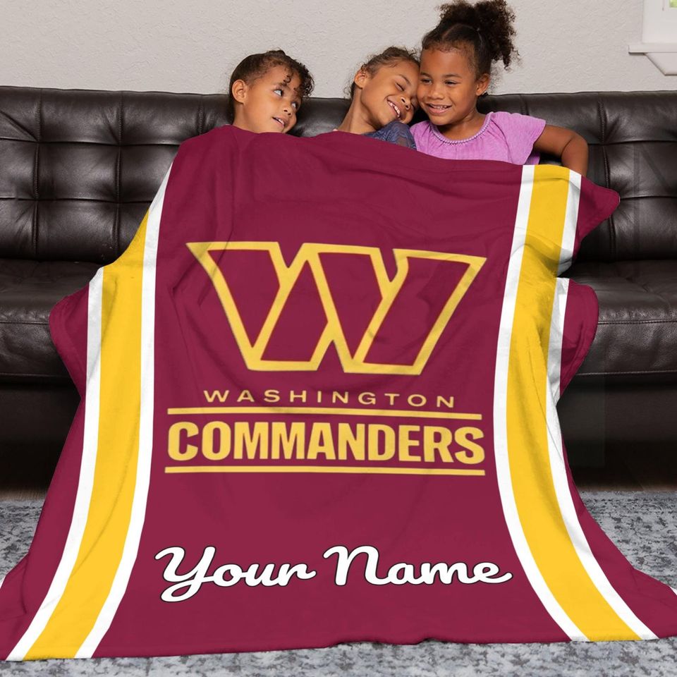 Washington Commanders Personalized Fleece Blanket - Custom Name Throw for Football Fans