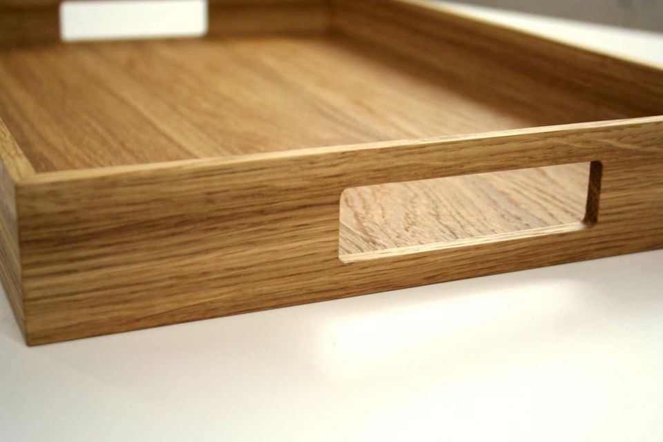 Wooden serving tray. Oak wood tray