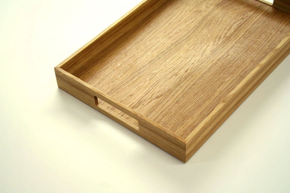 Wooden serving tray. Oak wood tray