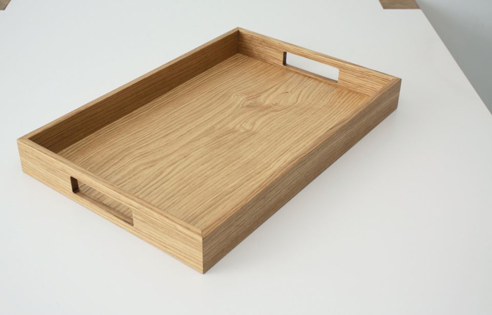 Wooden serving tray. Oak wood tray