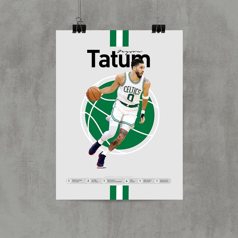 Jayson Tatum Wall art, Tatum Print, Tatum Celtics Poster, Minimalist Poster, Basketball Poster, Office Wall Art, Bedroom art, Jayson Tatum