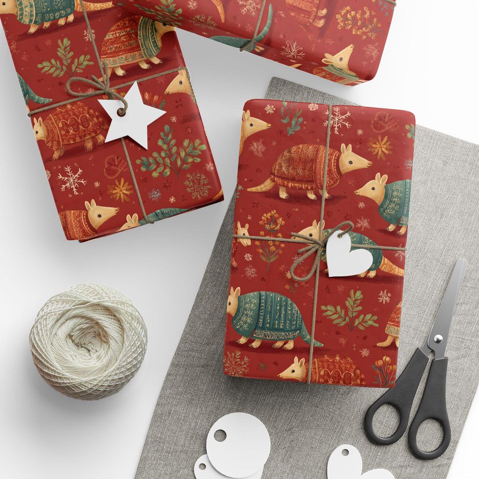 Christmas Armadillo Wrapping Paper