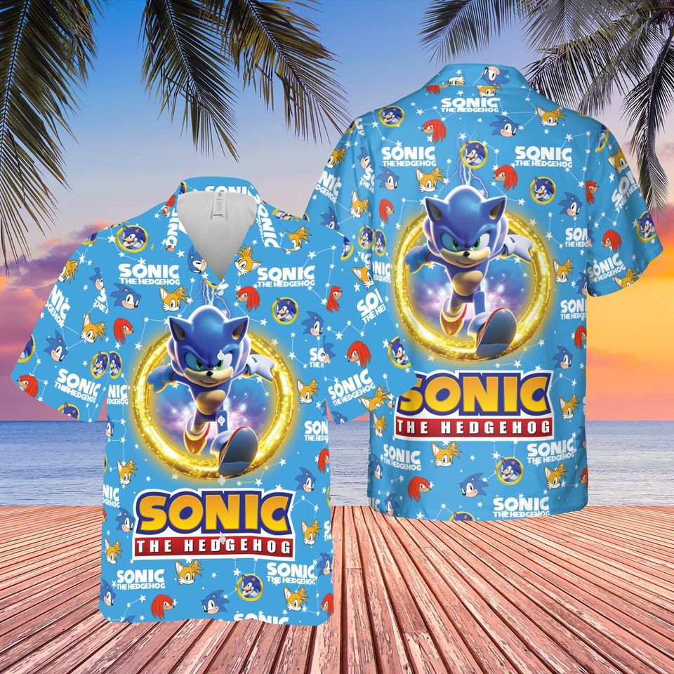 Disney Sonic The Hedgehogg Hawaiian Shirt Sonic Button Shirt
