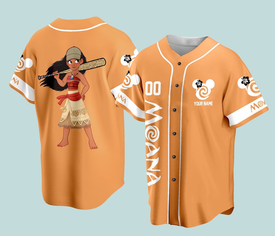 Custom Ddisney Princess Moana Game Day Baseball Jersey Ddisney Moana Baseball