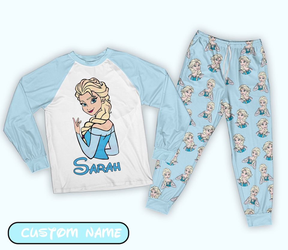Custom Disney Princess Pajama Set Personalized Elsa Pajama