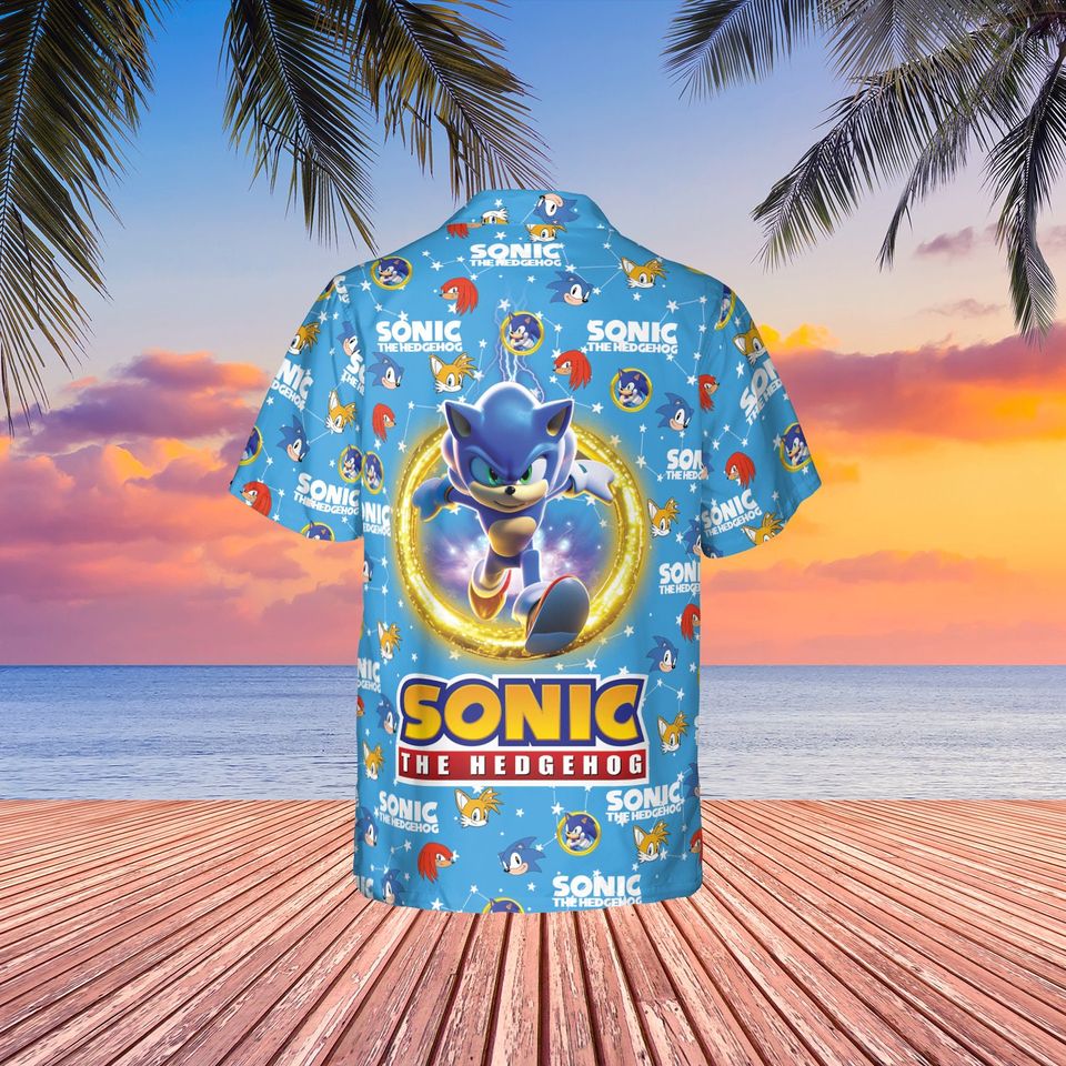 Disney Sonic The Hedgehogg Hawaiian Shirt Sonic Button Shirt