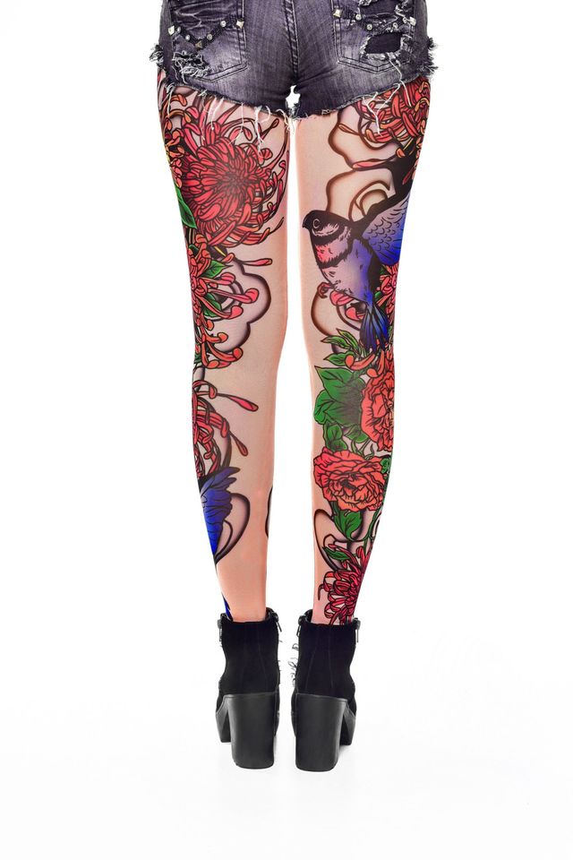 BIRDS & SKULL - Womens Printed Leggings