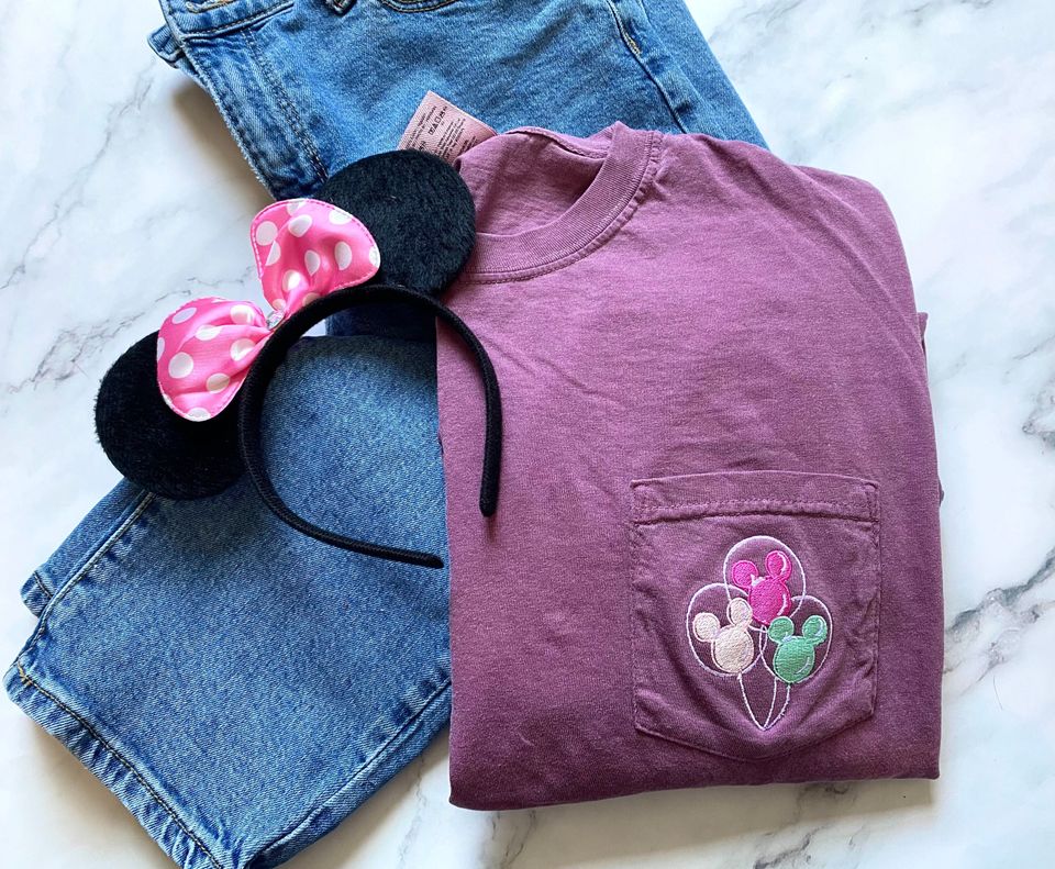 Disney Balloons Shirt, Mickey Mouse Balloons Pocket Tee