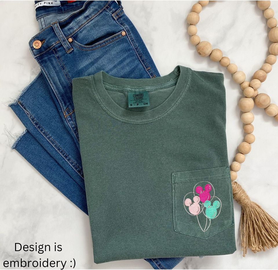 Disney Balloons Shirt, Mickey Mouse Balloons Pocket Tee
