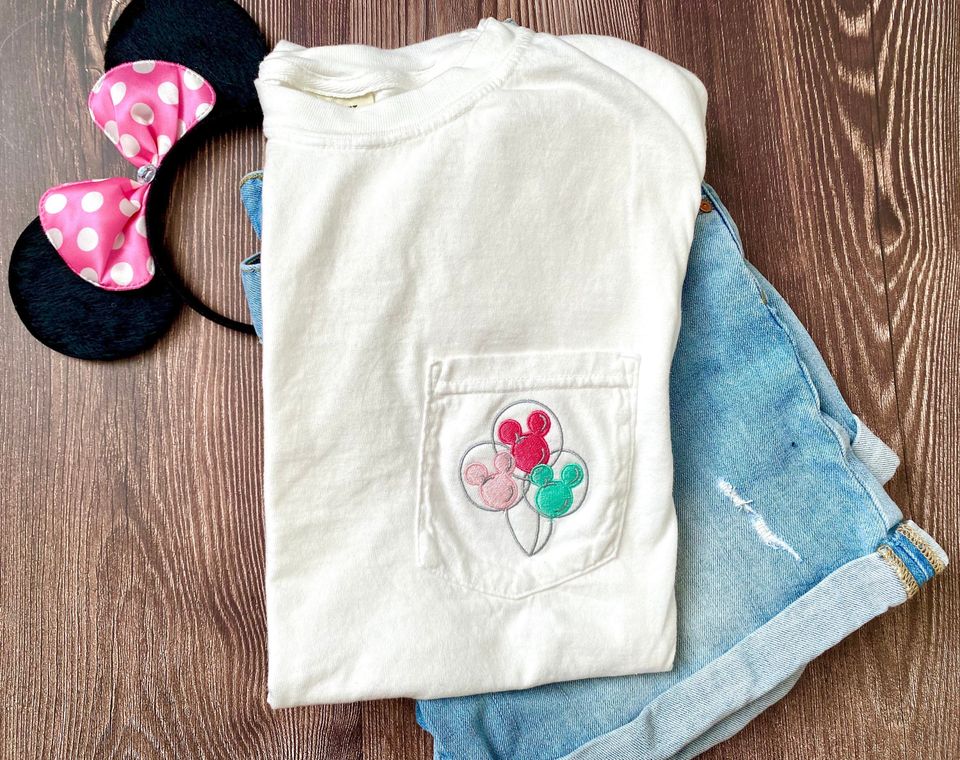 Disney Balloons Shirt, Mickey Mouse Balloons Pocket Tee