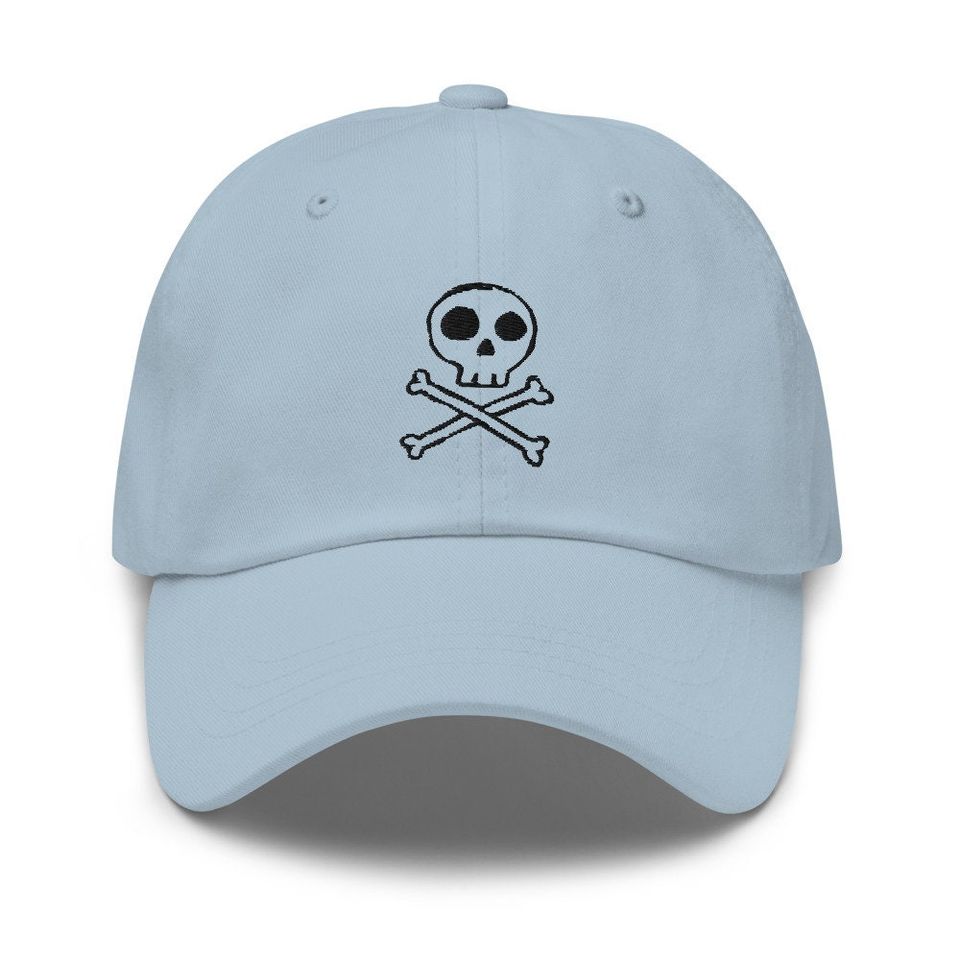 Skull crossbones baseball caps for women's embroidered baseball