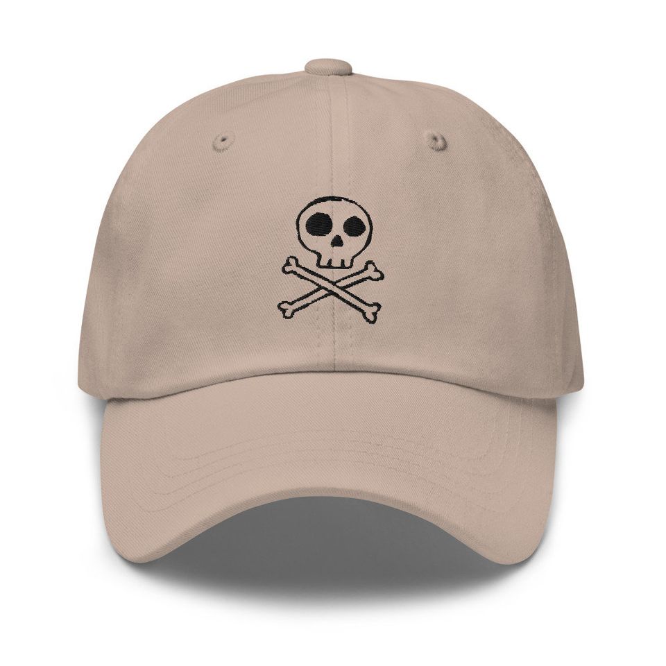 Skull crossbones baseball caps for women's embroidered baseball