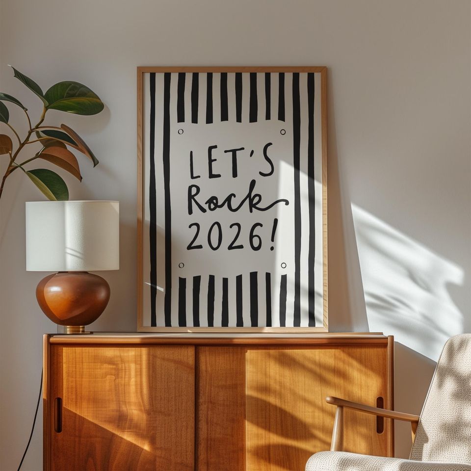 2026 New Year Printable Wall Art Lets Rock Quote Poster