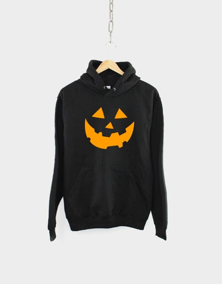Orange Pumpkin Face Halloween Hoodie