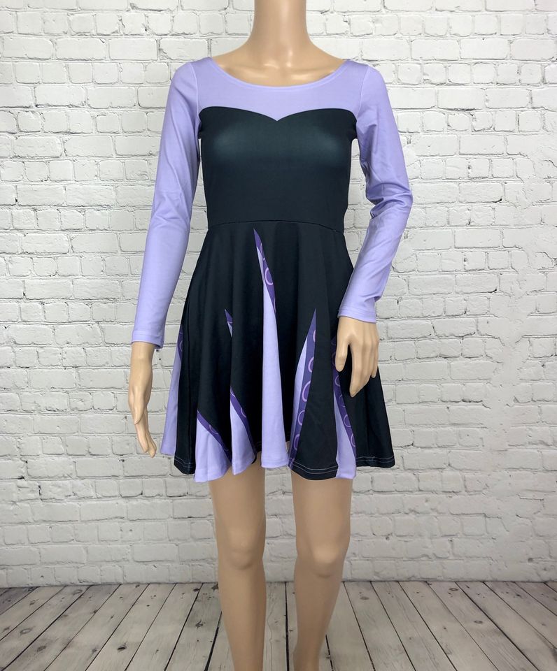Ursula Inspired Long Sleeve Skater Dress
