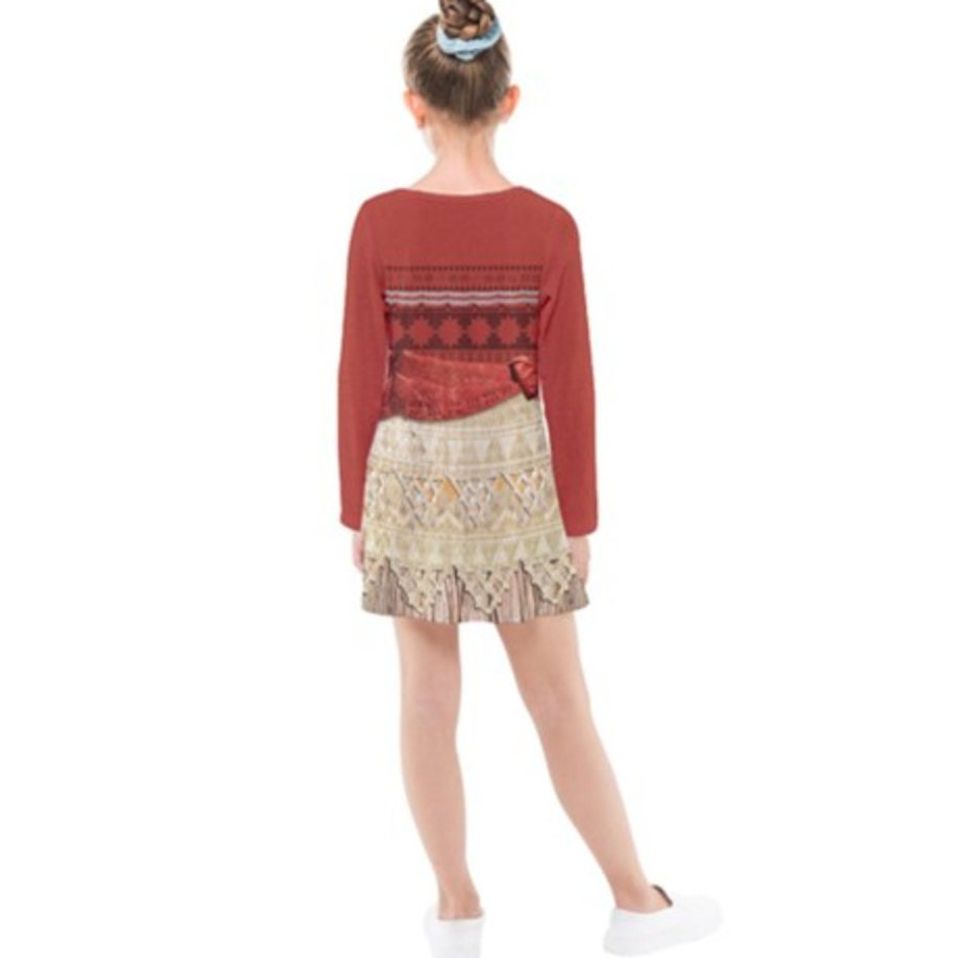 Kid's Moana Inspired Long Sleeve Dress