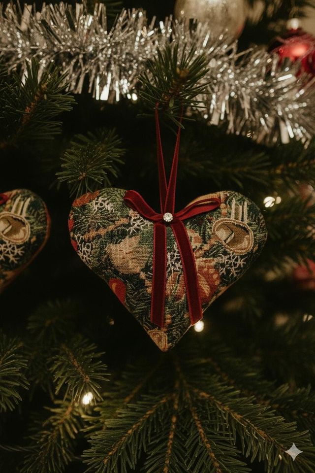 Vintage Green Floral Christmas Stocking: Embroidered Velvet Keepsake