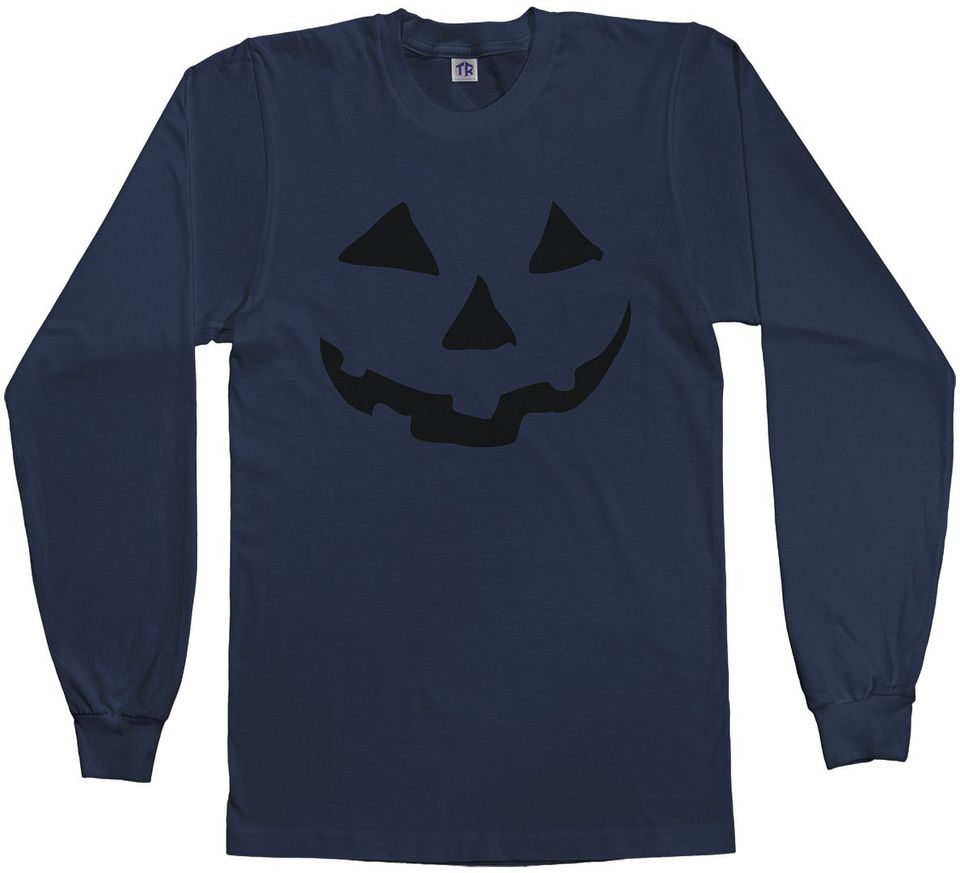 Threadrock Men's Halloween Pumpkin Face Long Sleeve T-shirt