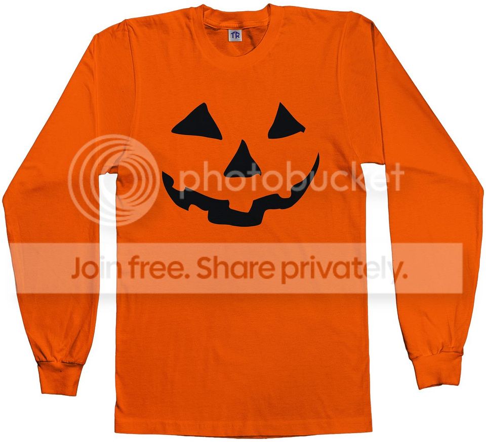 Threadrock Men's Halloween Pumpkin Face Long Sleeve T-shirt