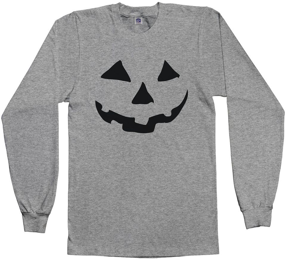 Threadrock Men's Halloween Pumpkin Face Long Sleeve T-shirt