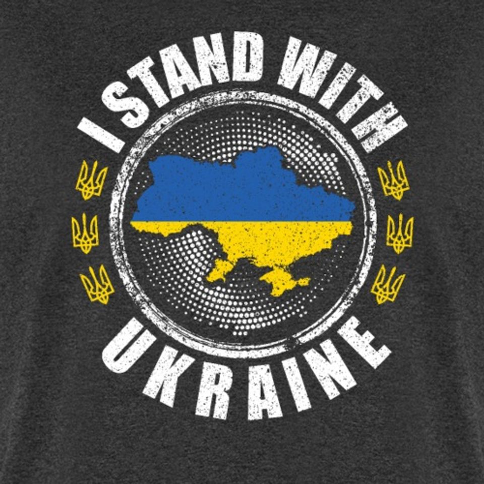 I Stand With Ukraine Trident Logo Ukrainian Flag Men's T-Shirt