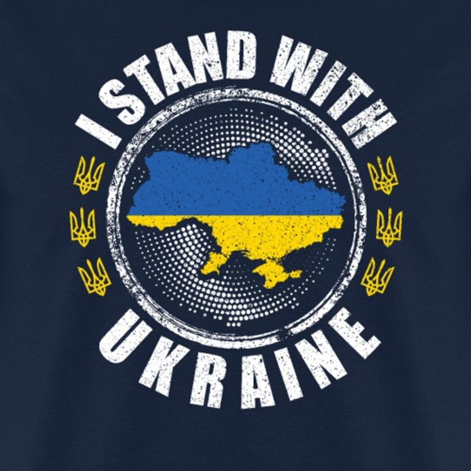 I Stand With Ukraine Trident Logo Ukrainian Flag Men's T-Shirt