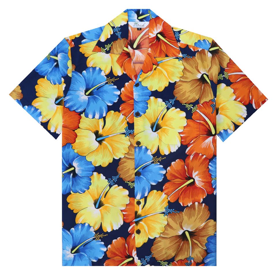 Alvish Men's Casual Short Sleeve Floral Hawaiian Shirt with Pocket
