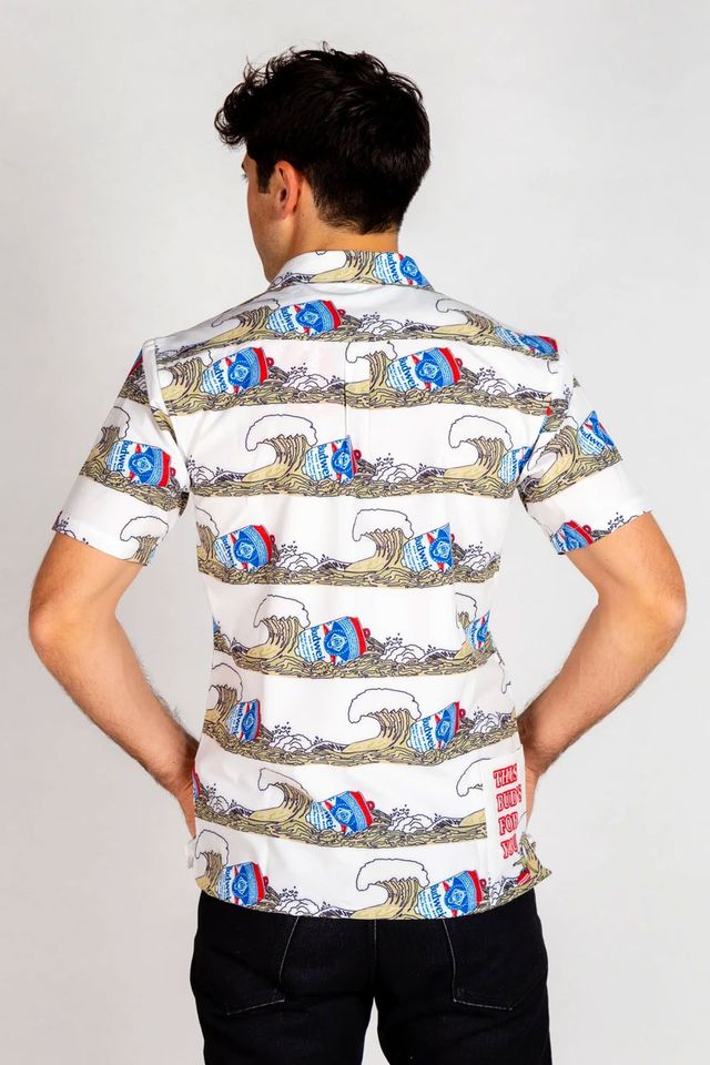 Shinesty Men's Budweiser Hawaiian Shirt The Shaka Brew