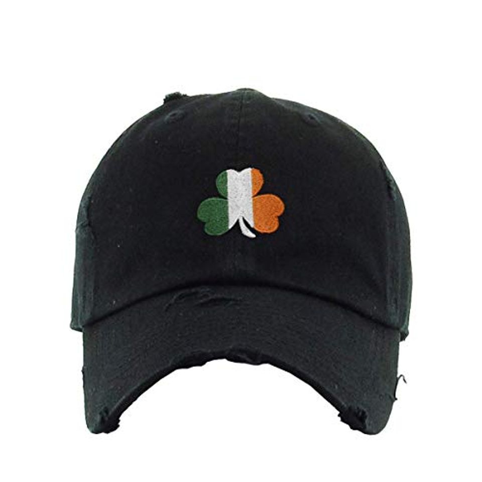Irish Shamrock Vintage Baseball Cap Embroidered Adjustable Distressed Dad Hat