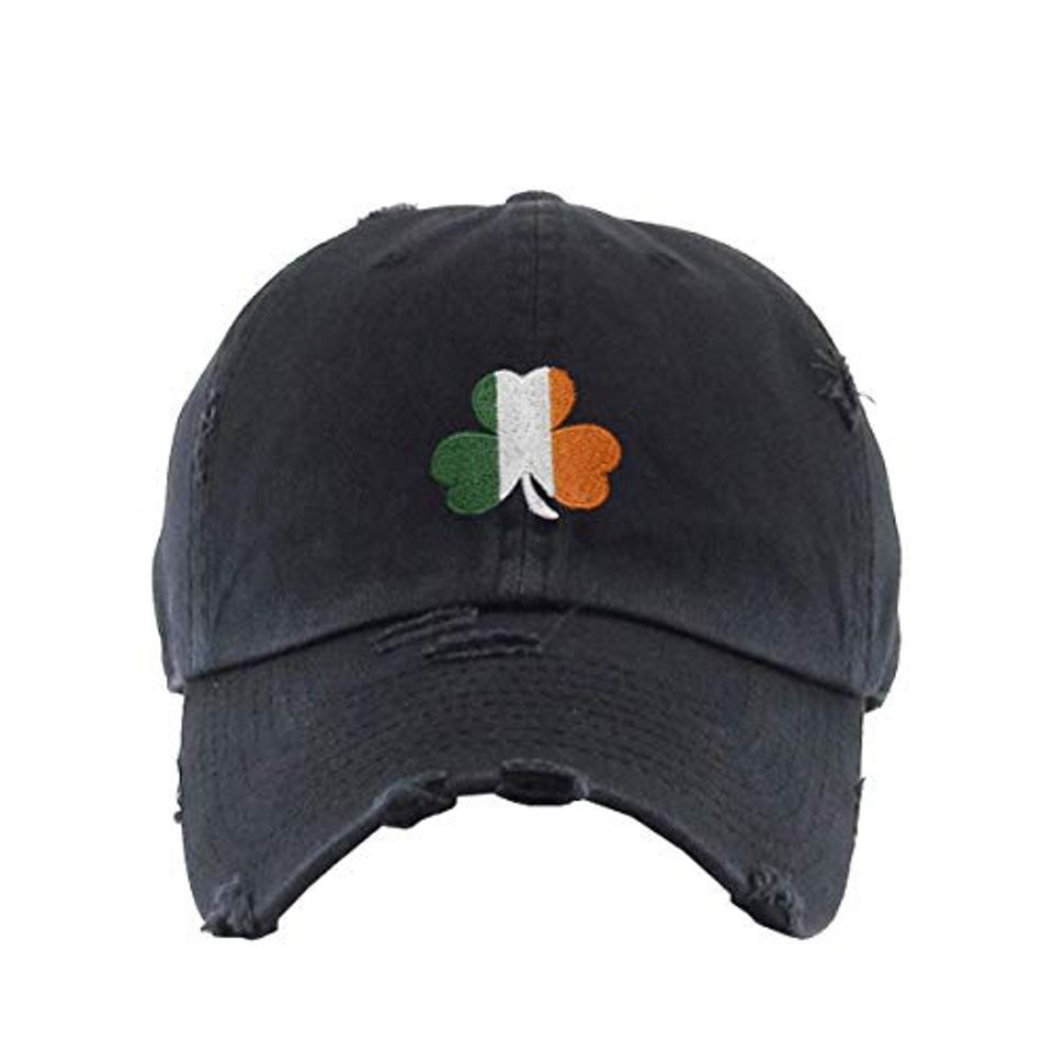 Irish Shamrock Vintage Baseball Cap Embroidered Adjustable Distressed Dad Hat