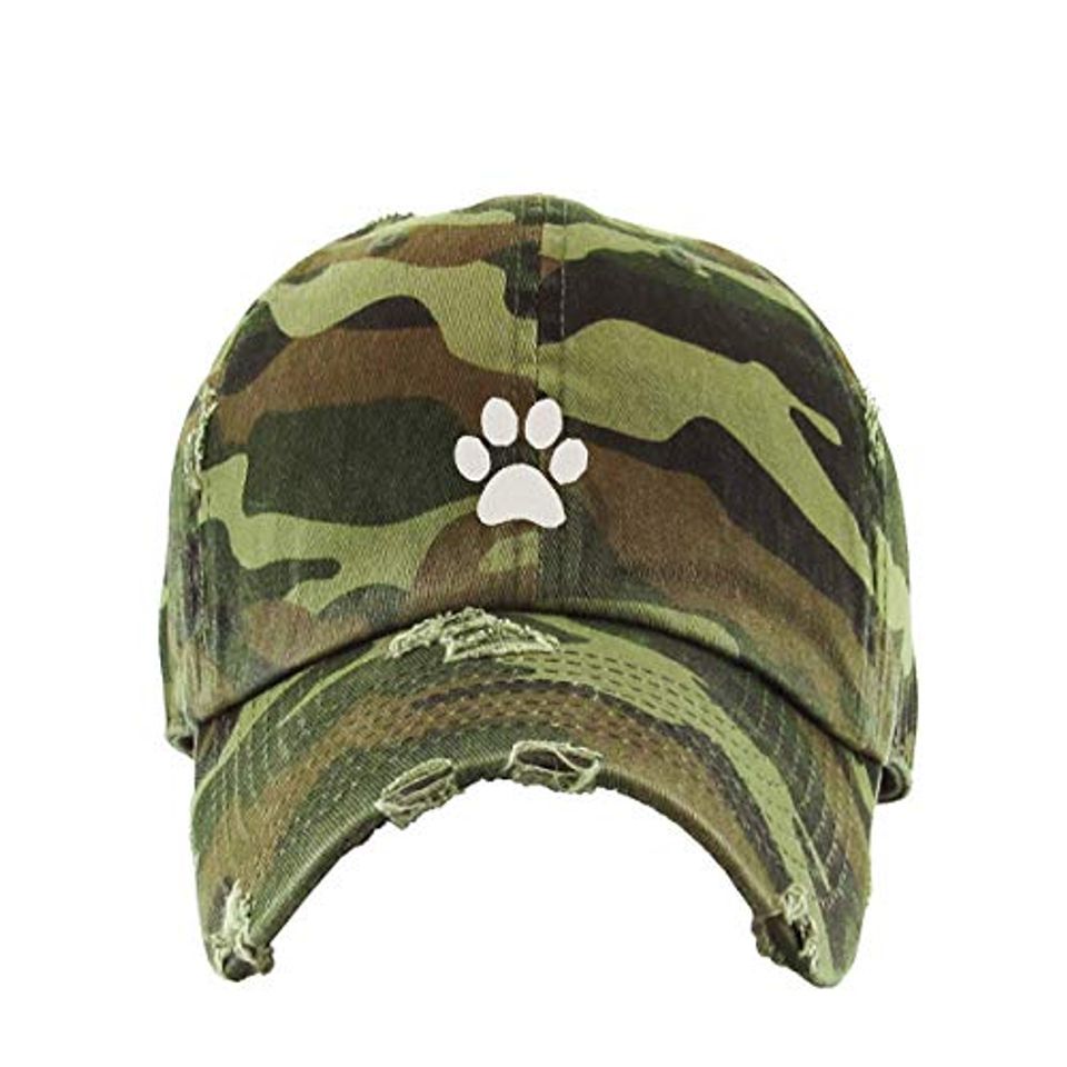 Paw Vintage Baseball Cap Embroidered Adjustable Distressed Dad Hat