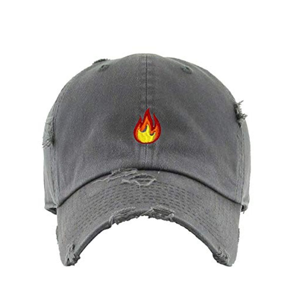 Flame Vintage Baseball Cap Embroidered Adjustable Distressed Dad Hat