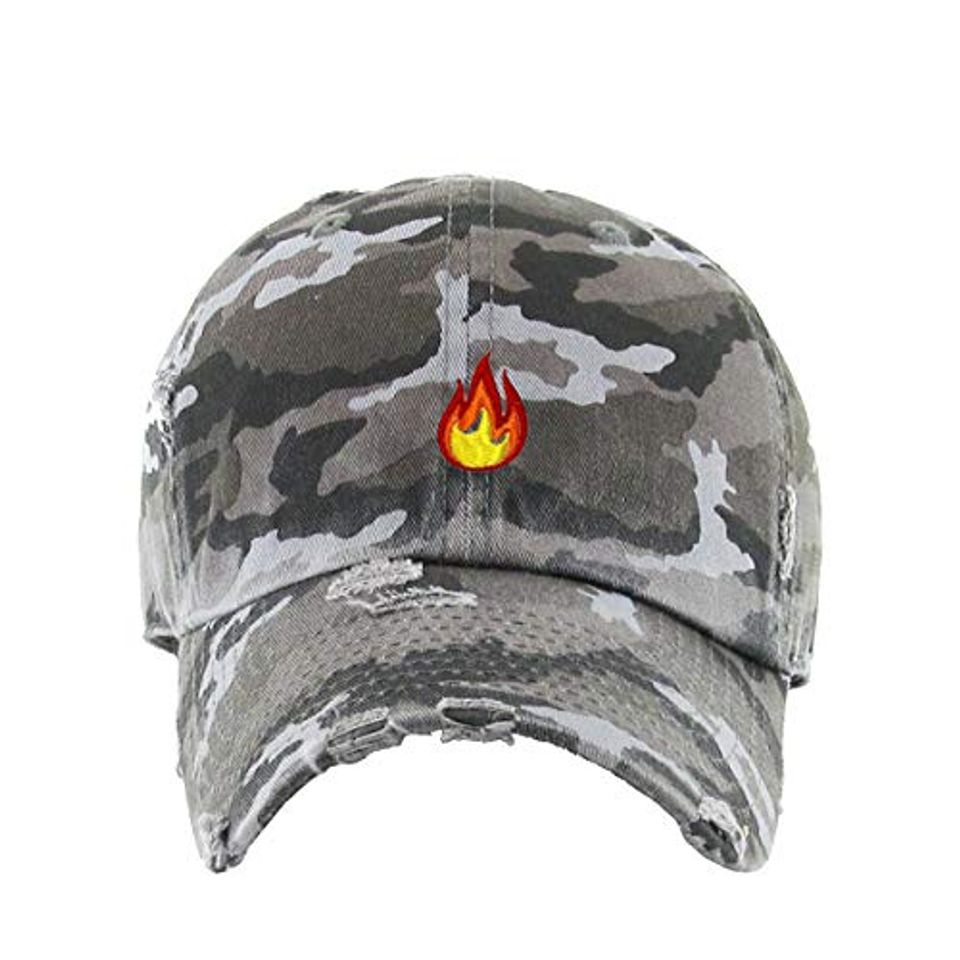 Flame Vintage Baseball Cap Embroidered Adjustable Distressed Dad Hat