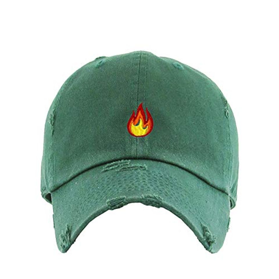 Flame Vintage Baseball Cap Embroidered Adjustable Distressed Dad Hat