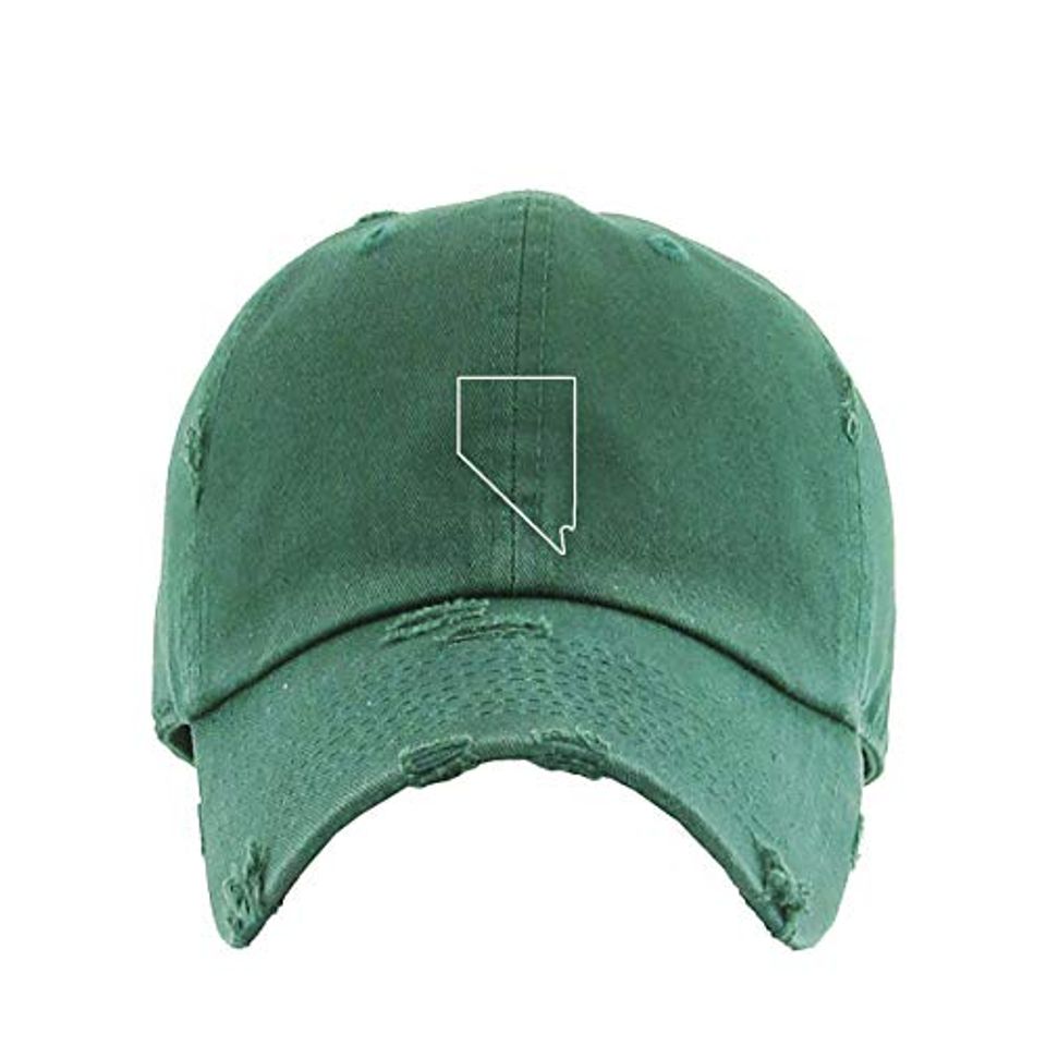 Nevada Map Vintage Baseball Cap Embroidered Adjustable Distressed Dad Hat
