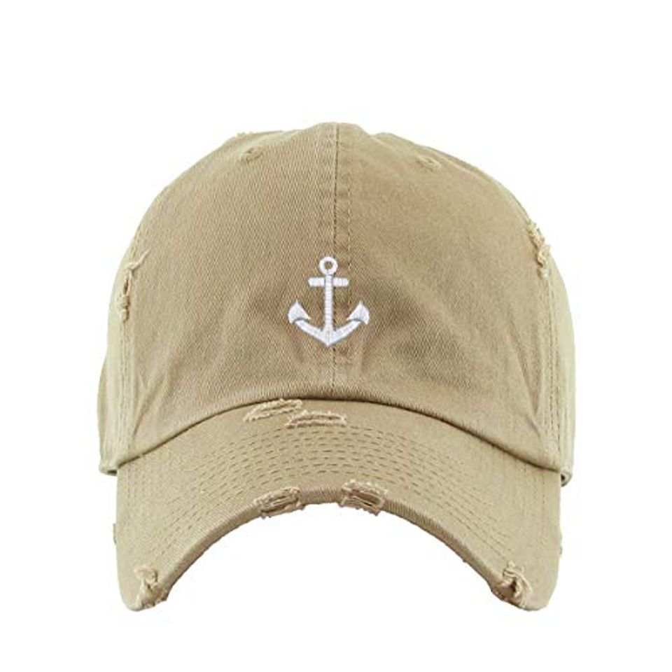 Anchor Vintage Baseball Cap Embroidered Adjustable Distressed Dad Hat